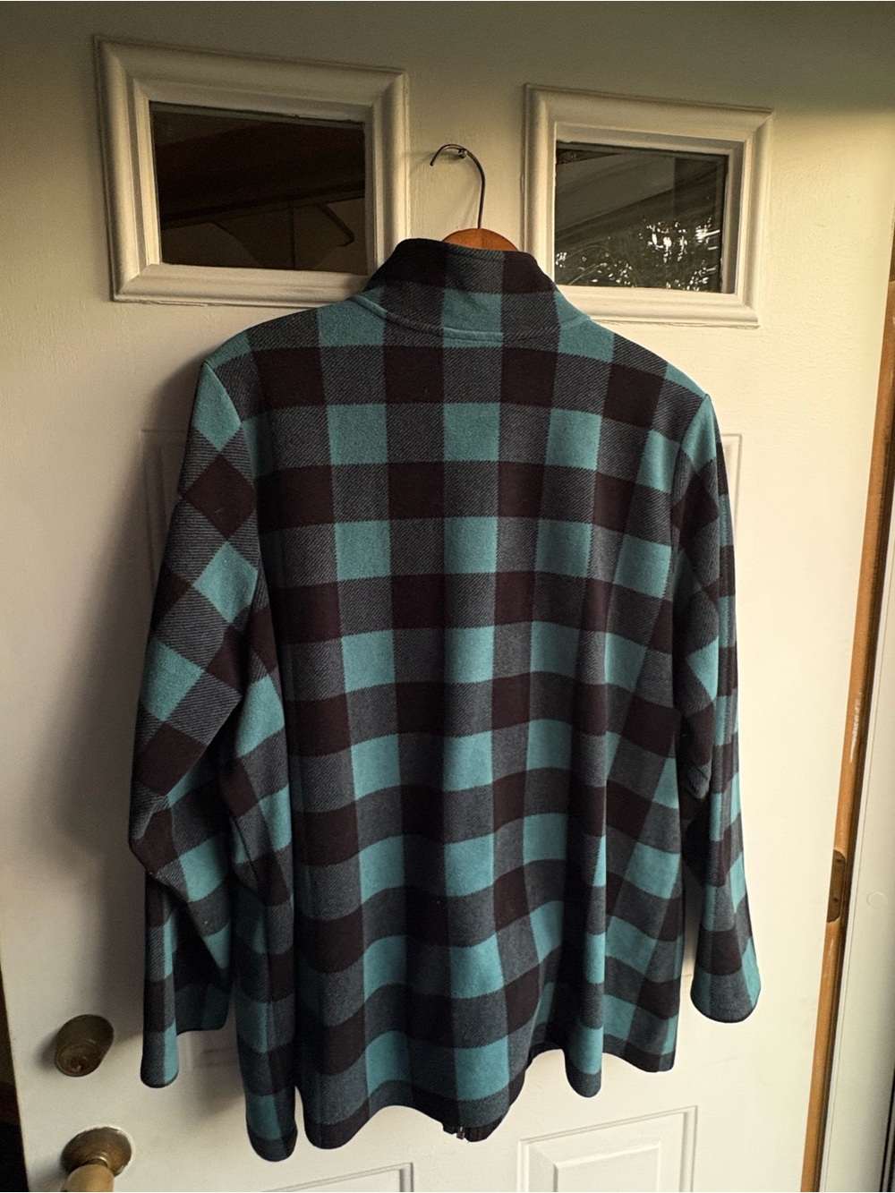 D&Co Denim & Co Plaid Full Zip Jacket Light Blue & Black Size 2X Pockets - Picture 7 of 11